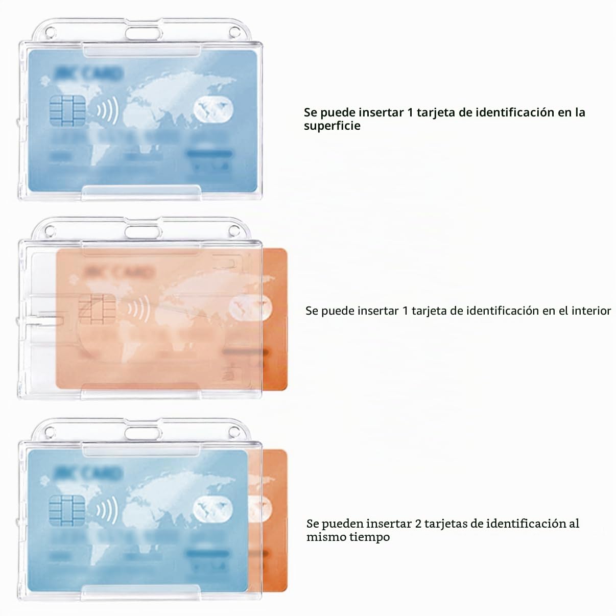 Portatarjetas de Identificación - Juego de 2, Funda de Plástico Resistente, Ideal para Tarjetas de Proximidad, Tarjetas de Crédito y Documentos de Identificación (Horizontal 2 Pcs)