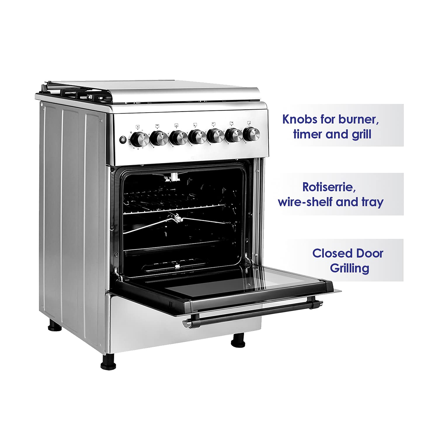 Super General Freestanding GasCooker 4Burner FullSafety, Stainless