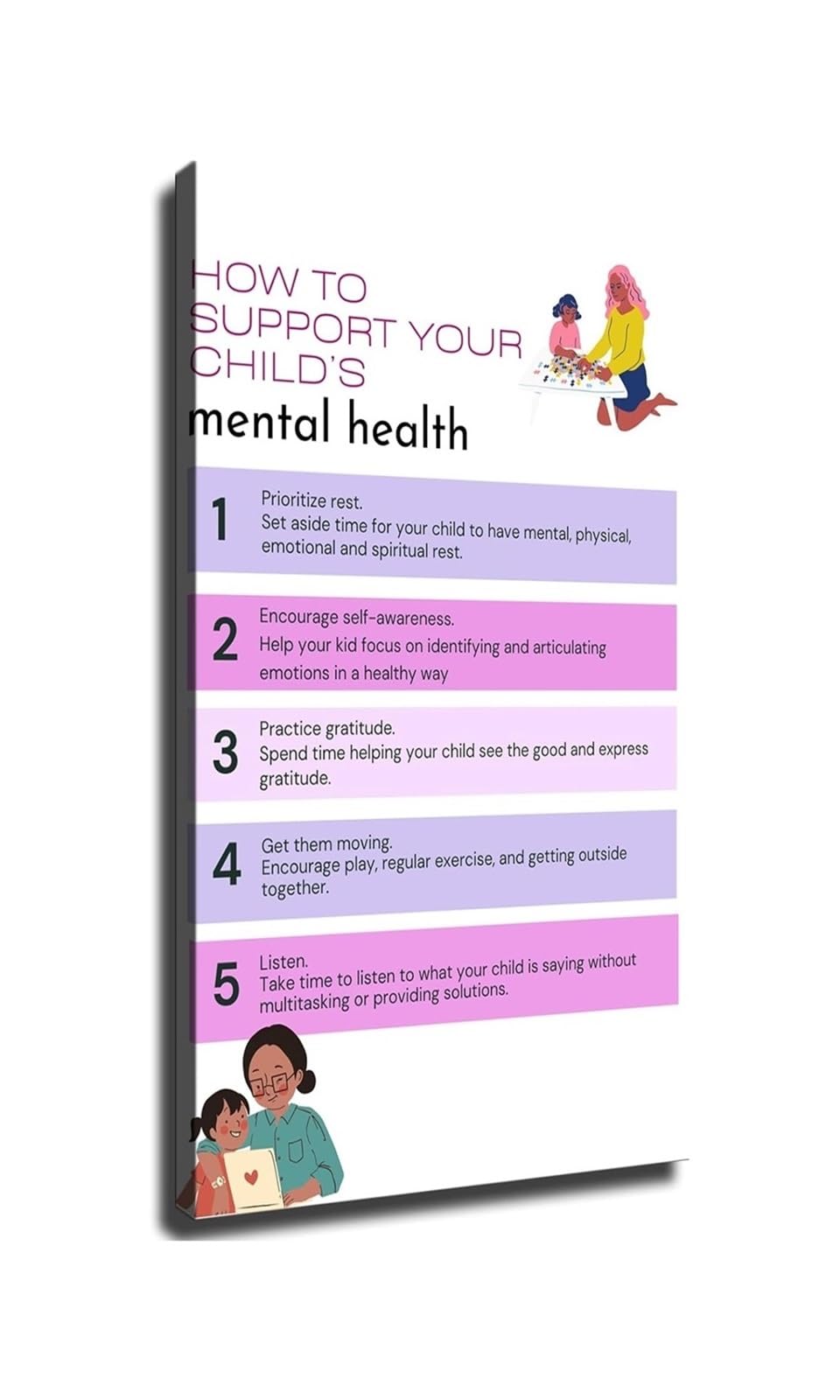 IDGTTLDF Child Mental Health Support Poster Parenting Guide Emotional Wellness Wall Art Decor For School Counselor Unframed,12x18inch(30x45cm)