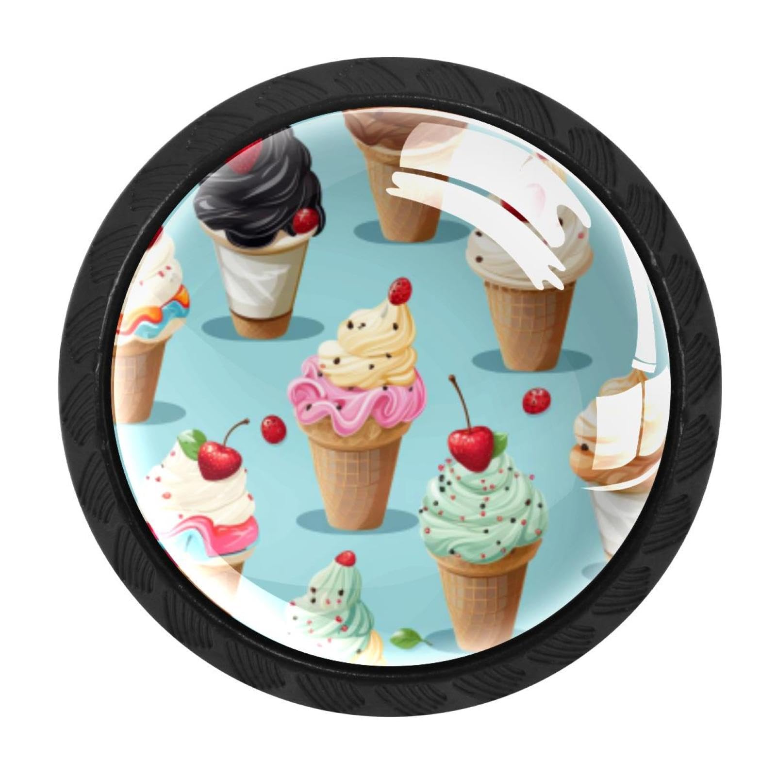 Chenzzzz Multicolored 04 4 Pack Black Ice Cream Kitchen Handles, Cabinet Pulls Hardware For Cupboard Drawer Knobs Dresser Pulls