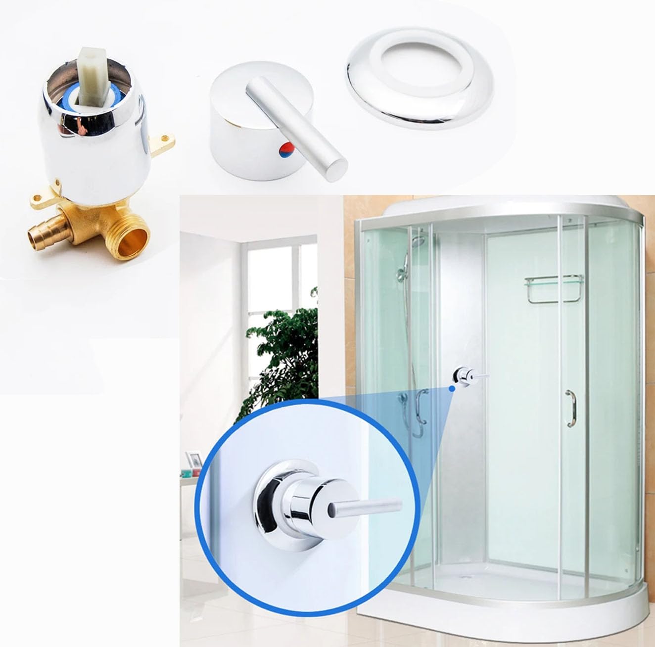 Valvola Deviatrice per Doccia con Uscita a 1 Via, Miscelatore Per Acqua Calda e Fredda in Ottone Rubinetto per Doccia Rubinetto per Vasca/bagno (Filo-A)