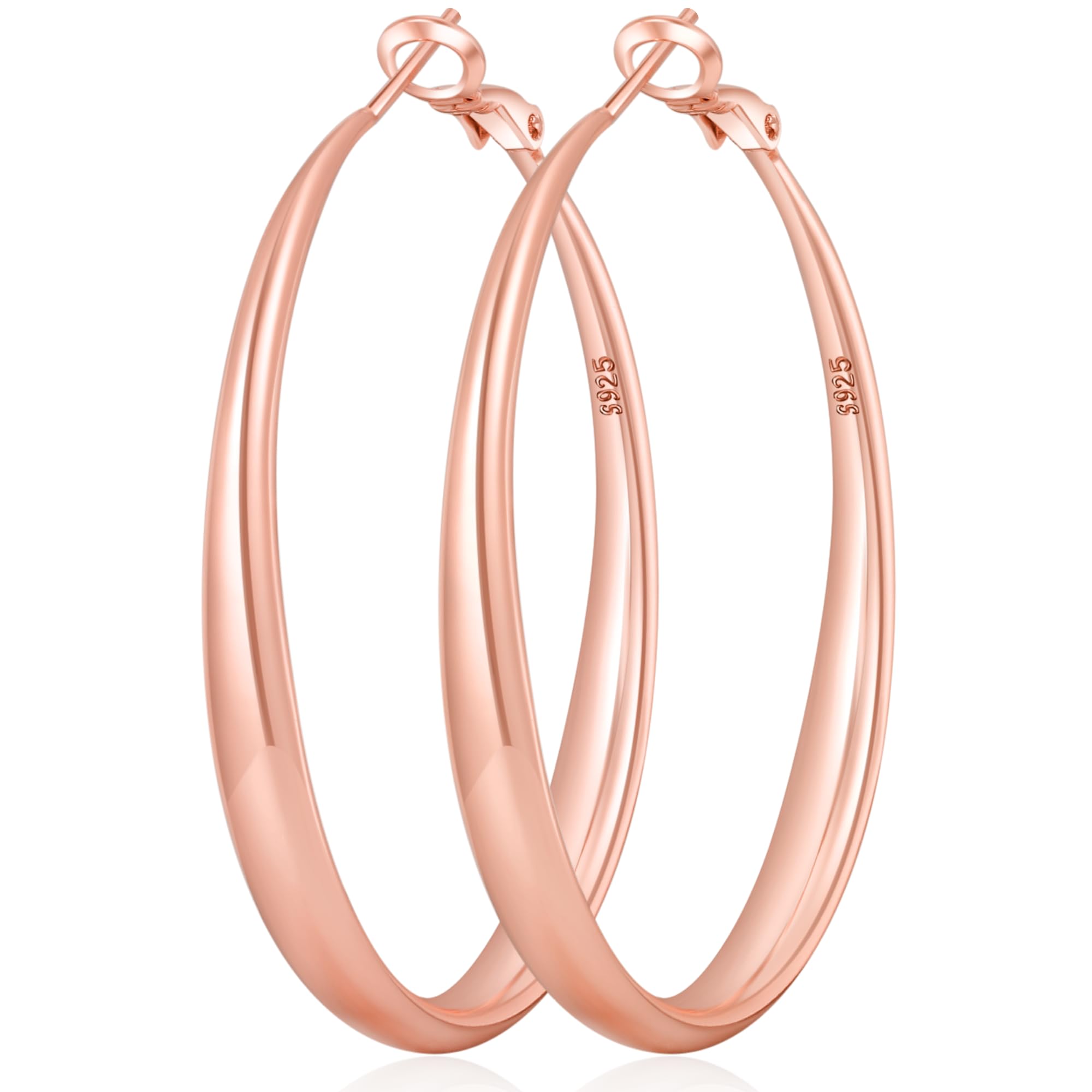 PABBEU S925 SterlingSilver Hoop Earrings Hypoallergenic Silver Hoop Earrings for Women Lightweight Large Sterling Silver Hoops Earring 30/50/70mm