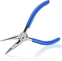 Vista 7 de Alicates de punta de aguja de mandíbula lisa, alicates de punta larga de acero de alto carbono sin dentar de 4.8 pulgadas para fabricación de joyas