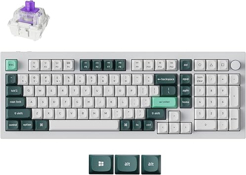 Keychron Q5 HE QMK Wireless Custom Mechanical Keyboard with Knob, 2.4 GHz/Bluetooth/Wired 96% Layout Hot-Swappable Programmable RGB Backlit Gateron Magnetic Switches for Mac Windows, Shell White