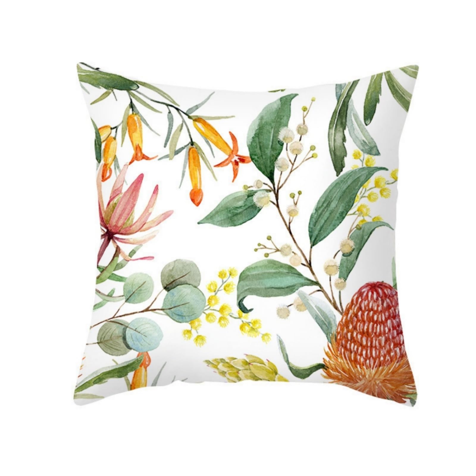 Cushion Covers 40cm x 40cm Green Leaves Pillowcase with Invisible Zipper,Decorative Throw Pillows Cover Thickened linen fabric sSfa Cushions Cover,for Home Décor, Bedroom & Sofa