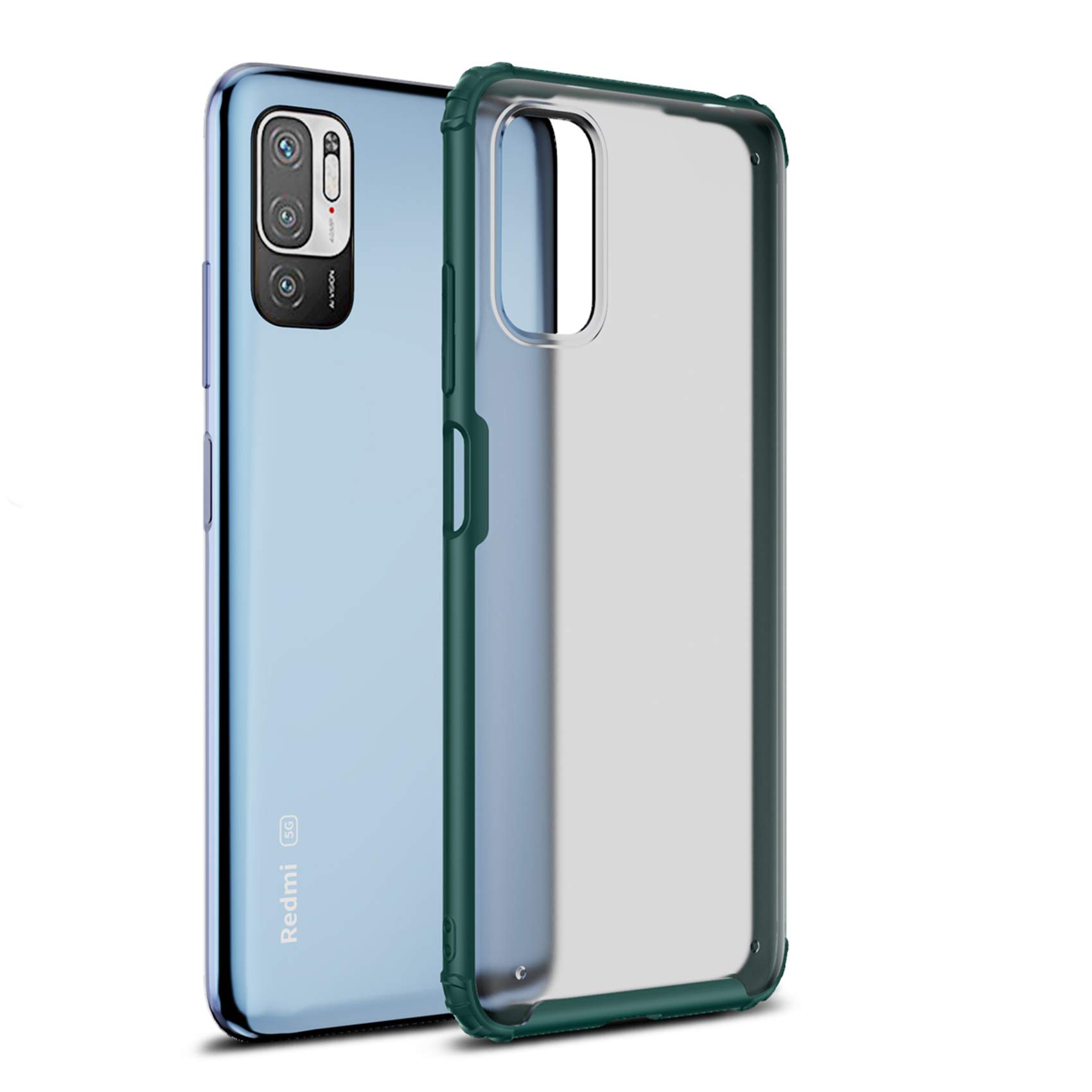 ESTH Cover Ultra Hybrid Per Xiaomi Poco M3 Pro 5G - Custodia Trasparente Antiurto Con Bordo Verde, PC E TPU, Grado Militare