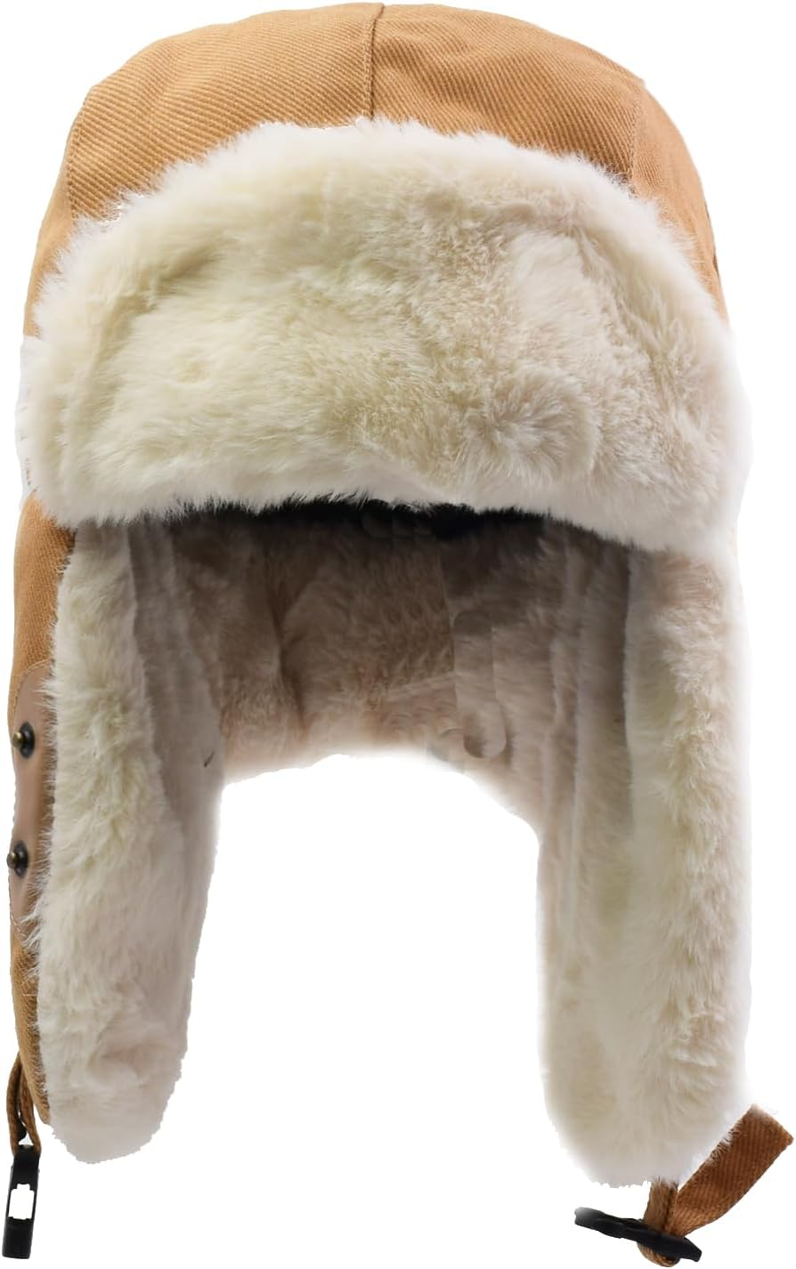 Ushanka Trapper Hat for Women Men with Faux Fur Outdoor Winter Aviator Hat - Image 2