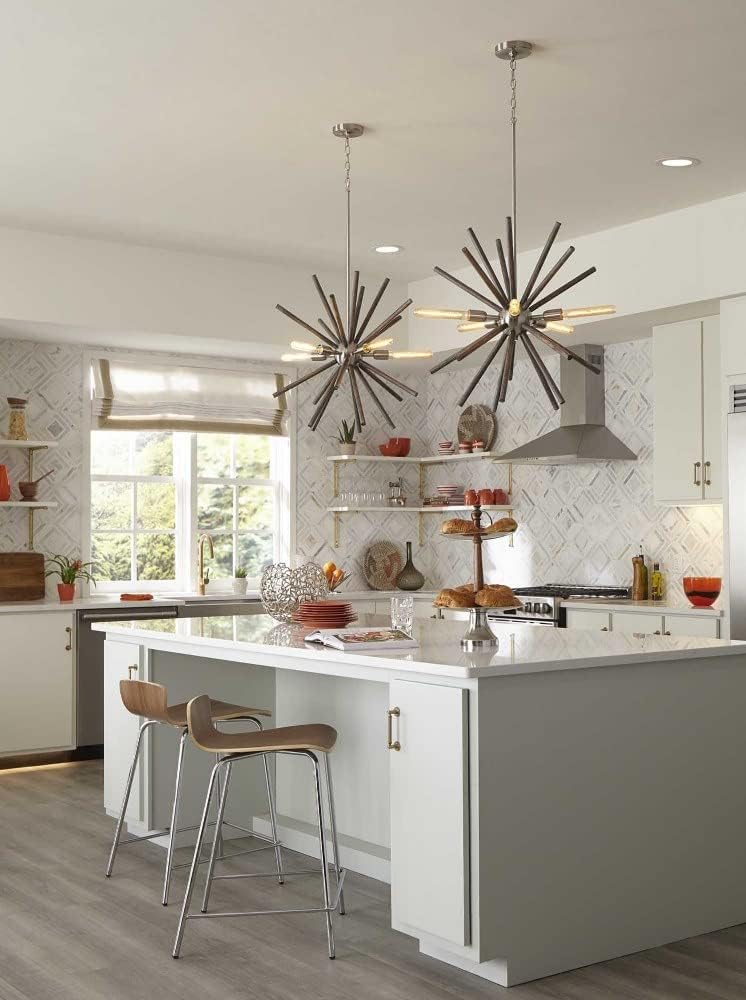 Thorpe Chandelier installed in a kitchen dining area