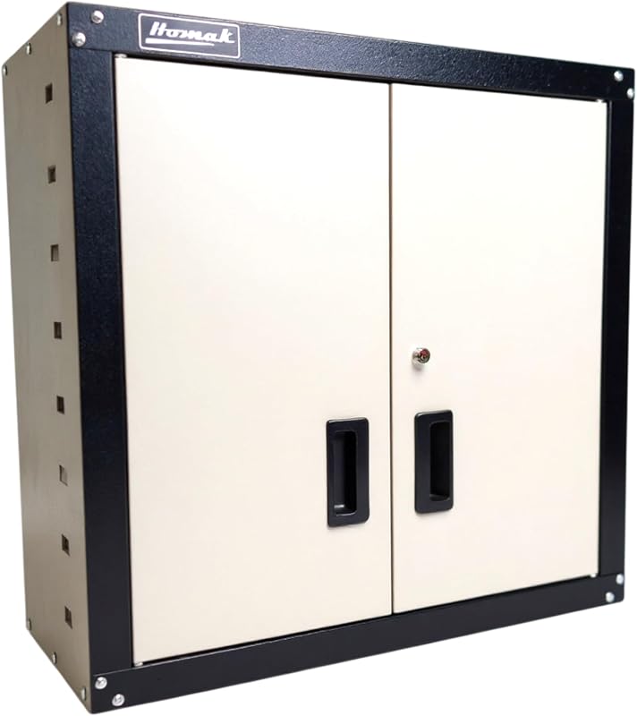 Homak GS00727021 Gabinete de almacenamiento para garaje, montaje en pared | Estantes ajustables, puertas con cerradura