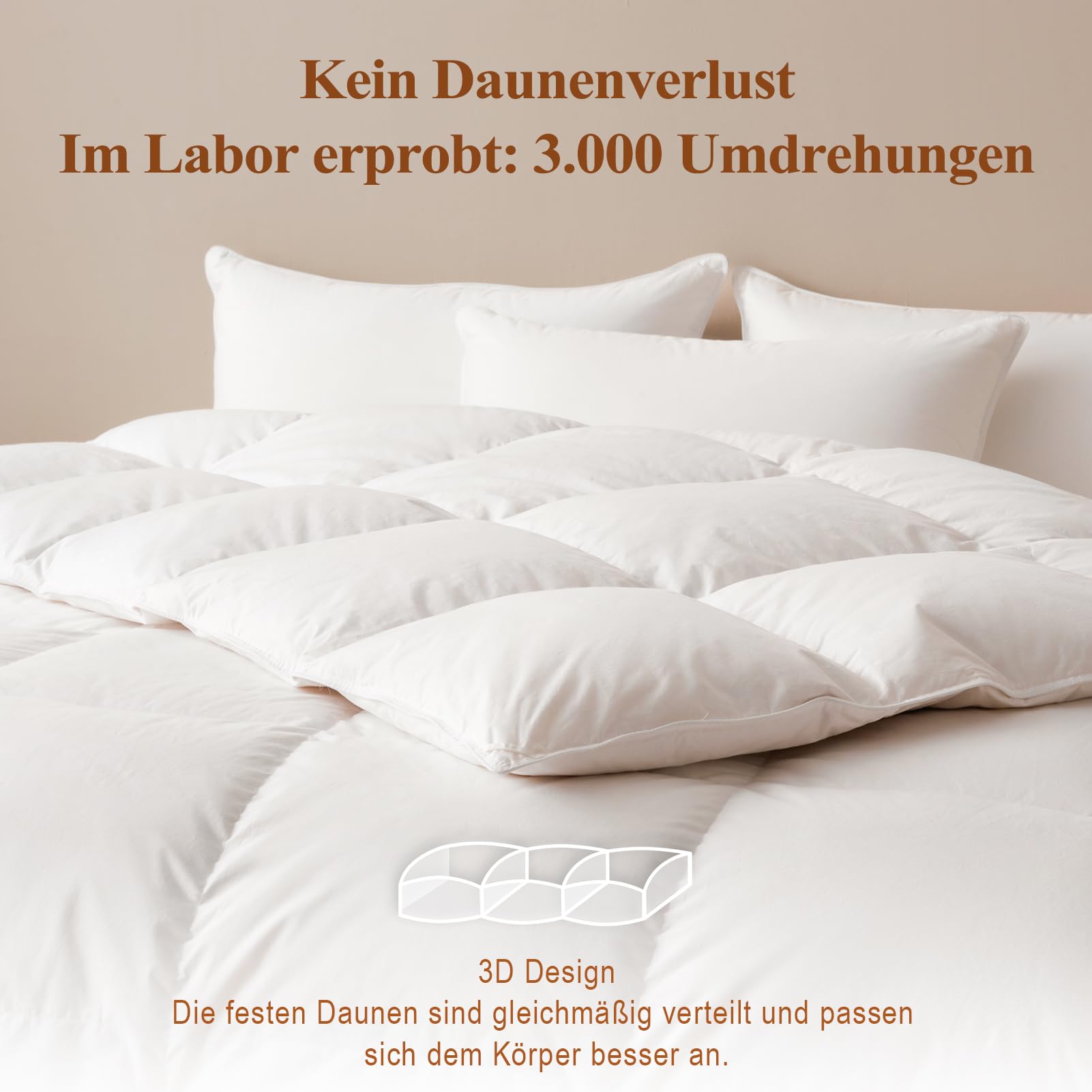 APSMILE Daunendecke 240x260 Ganzjahres I 100% Baumwolle Bettdecke mit 50% Gänsedaunen & 50% Gänsefedern I Allergiker geeignet (Ökotex) | Tierwohl Zertifiziert (DOWNPASS) | Waschbare Federbettdecke