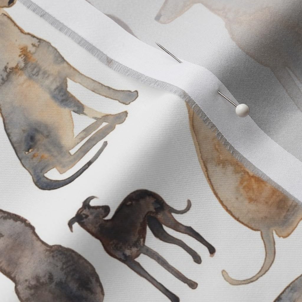 Spoonflower Fabric - Dog Pet Sighthound Greyhound Whippet Lurcher Puppy Watercolor Printed on Organic Cotton Sateen Fabric by The Yard - Sewing Quilting Apparel Home Decor