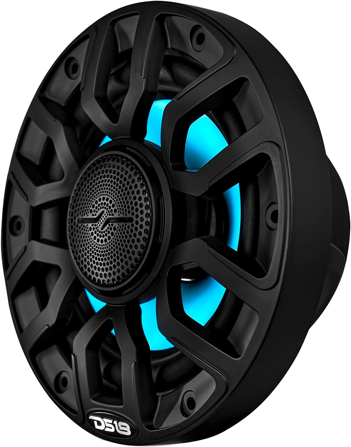 DS18 NXL-IQ6/BK 6.5" 2-Way Coaxial Marine Speaker with Digital Led Lights and Bullet Tweeter 150 Watts 4-Ohm, Water Resistant IP65, Pair