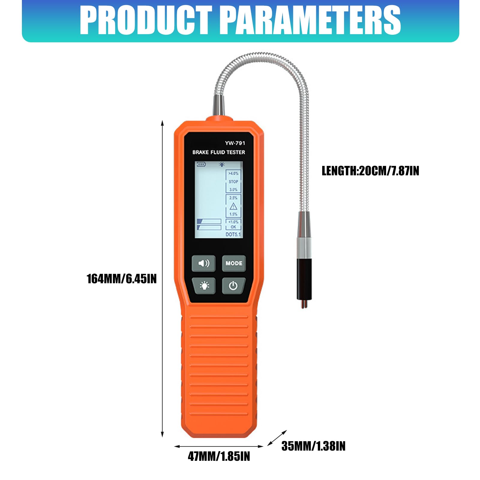 Strumento diagnostico automobilistico professionale Tester liquido freni con sonda a collo d'oca Design ergonomico Grip Tester fluido freni digitale