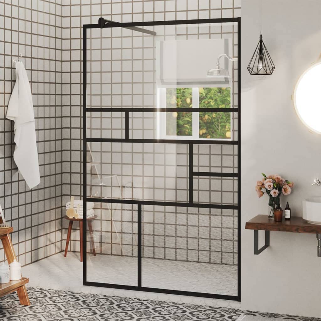 Regulowana ścianka prysznicowa z aluminiową ramą do kabiny prysznicowej, szkło bezpieczne ESG 5 mm, 100 x 195 cm, przezroczyste szkło, łatwe do czyszczenia