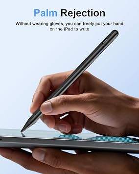 Stylus Pen for iPad (2018-2026), Fast Charge for iPad Pencil with Palm Rejection, Active Pen Compatible with Apple iPad A16 11/10/9/8/7/6, iPad Pro M5/M4/11/12.9, Mini 5/6, Air 3/4/5/M2/M3 (Black)