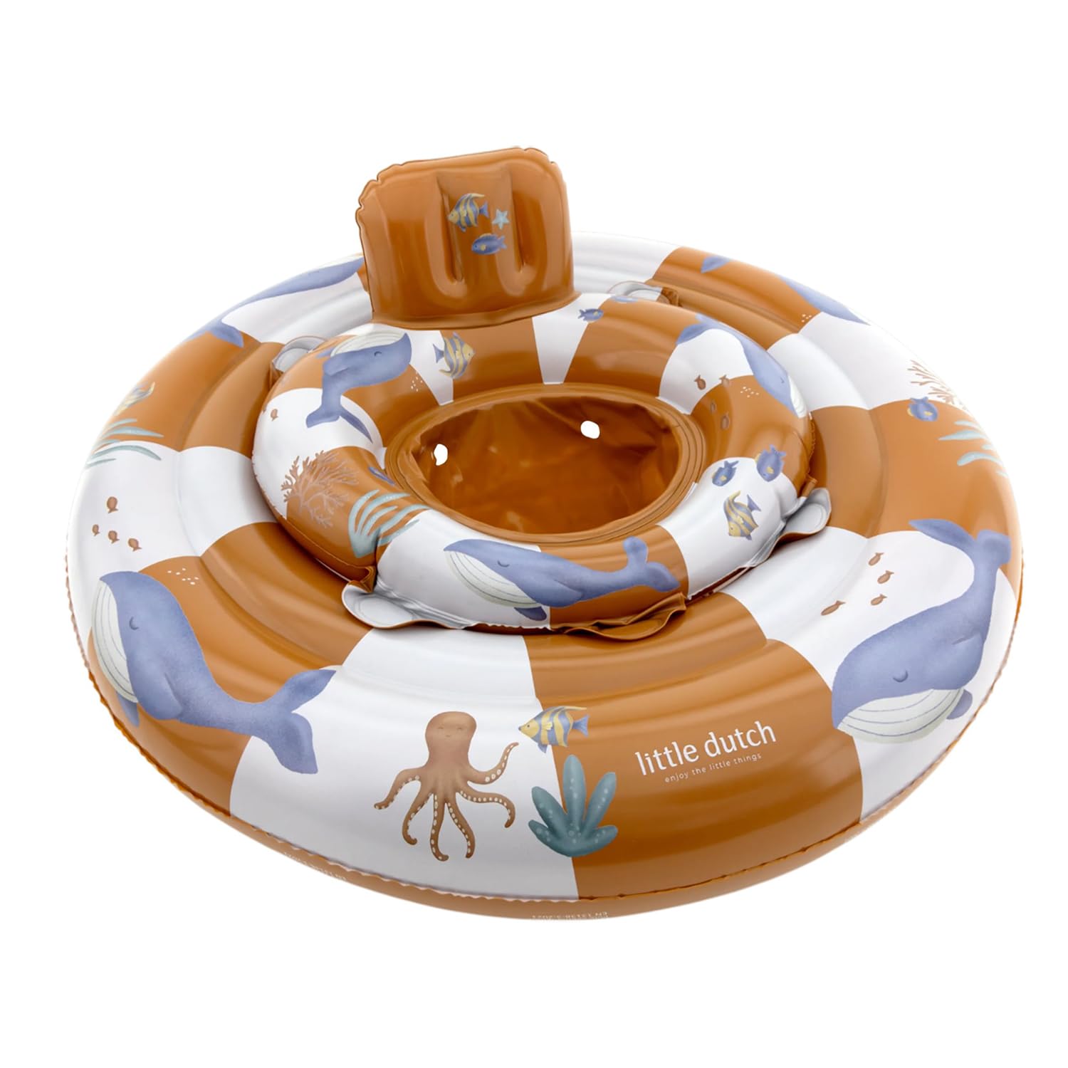 Little Dutch Seggiolino da nuoto per bambini, con anello di galleggiamento, gonfiabile, per ragazzi a partire dai 6 mesi, Ocean World arancione