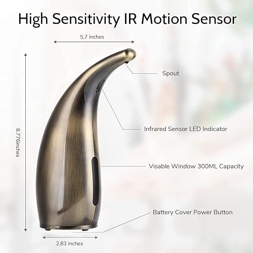 Miniatura 6 de Dispensador automático de jabón, dispensador de jabón sin contacto de 10.1 fl oz, dispensador automático de jabón para platos con impermeabilidad