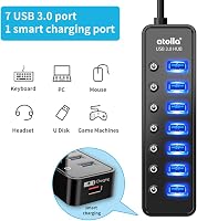 atolla USB 3.0 Hub 7 portos aktív adatközpont kapcsolóval és intelligens töltőporttal 3