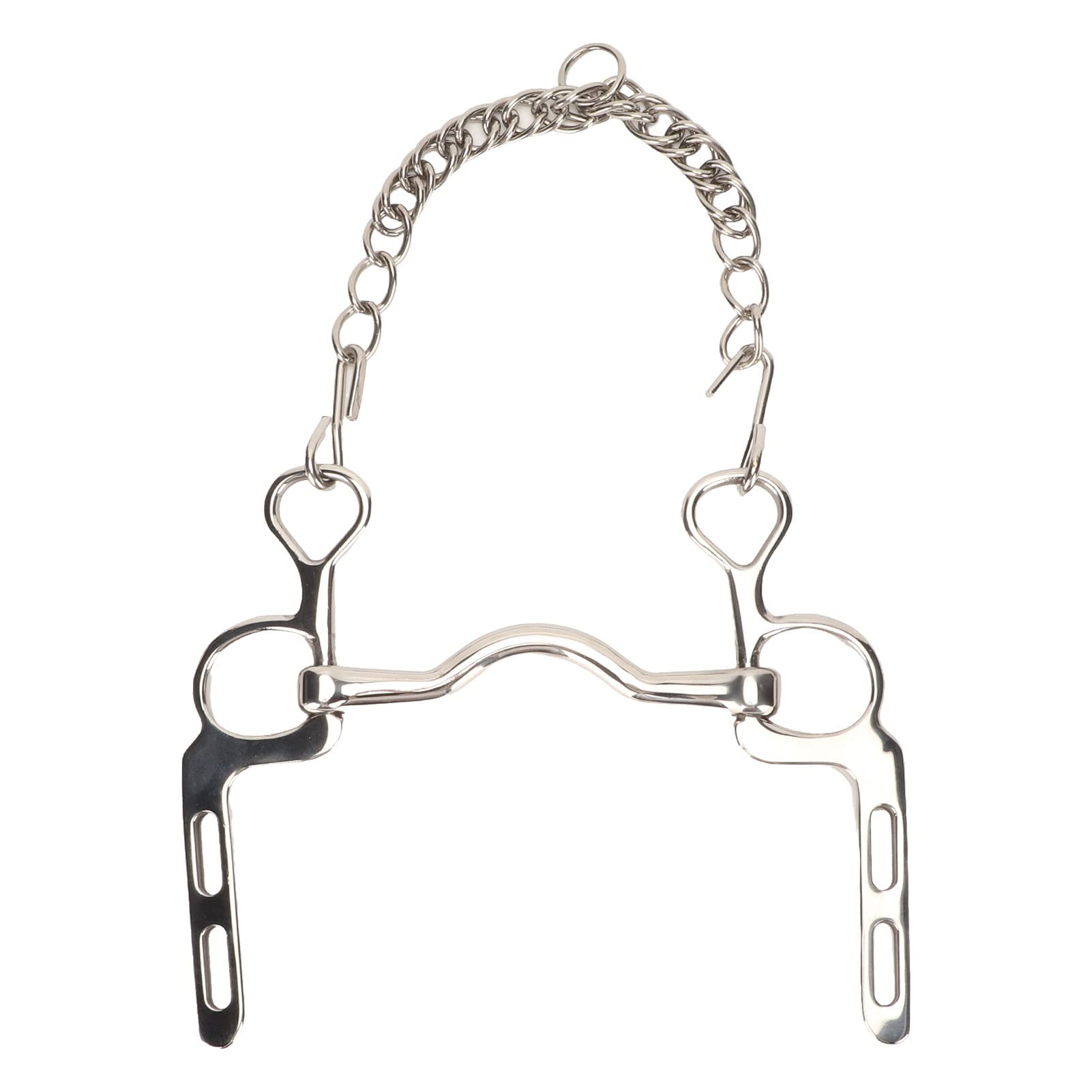 Bocado de Boca de Caballo de Acero Inoxidable, bocado de rienda a Prueba de óxido con Gancho de Rodillo y Cadena para un Control fácil, diseño sin presión sobre el paladar para gra