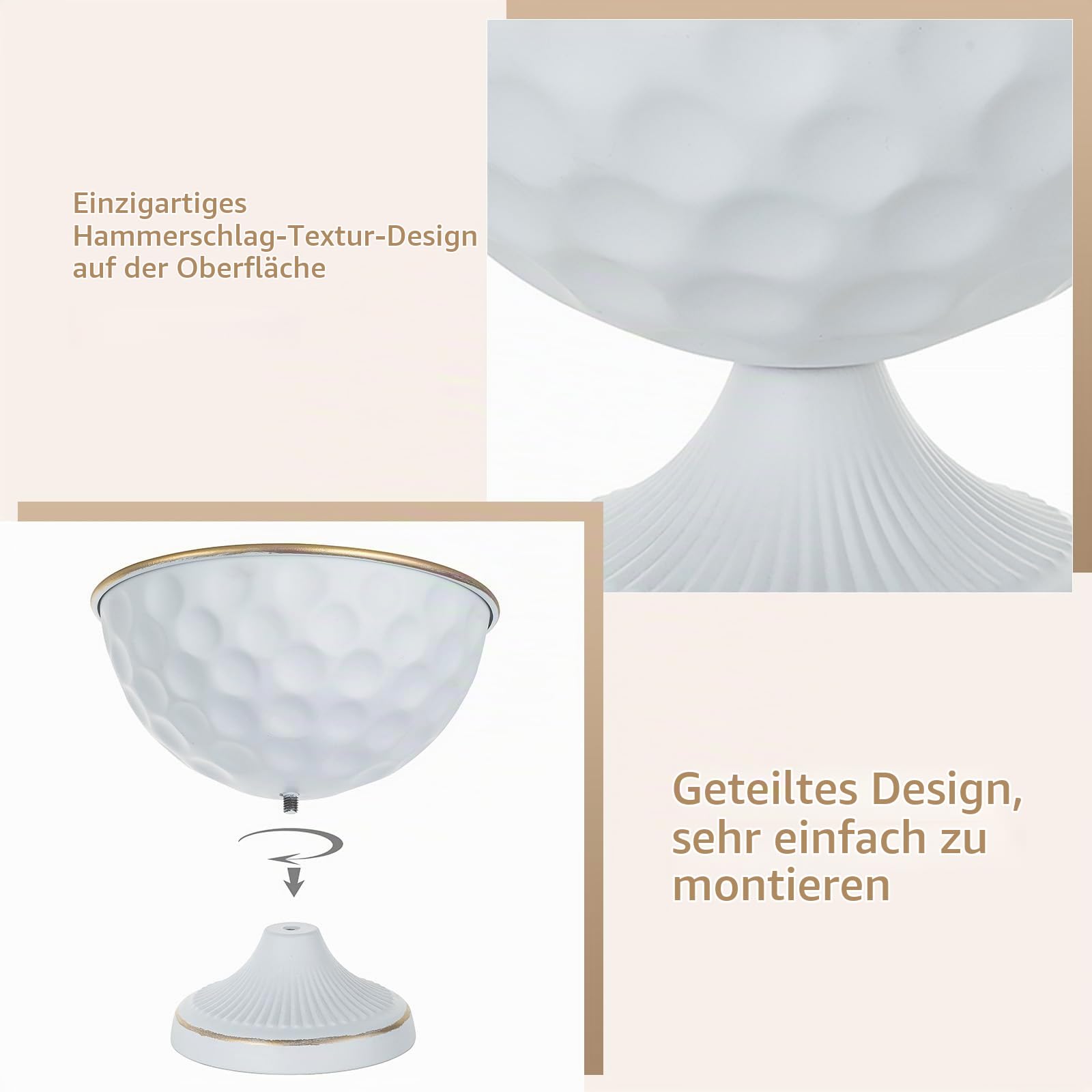 Sziqiqi Vase Weiß Kleine für Hochzeit: 15.5 cm Hoch Metall Urne Vasen Set of 10 - Blumentopf Weiss für Tischdeko - Vintage Blumenvase für Party Taufe Valentinstag