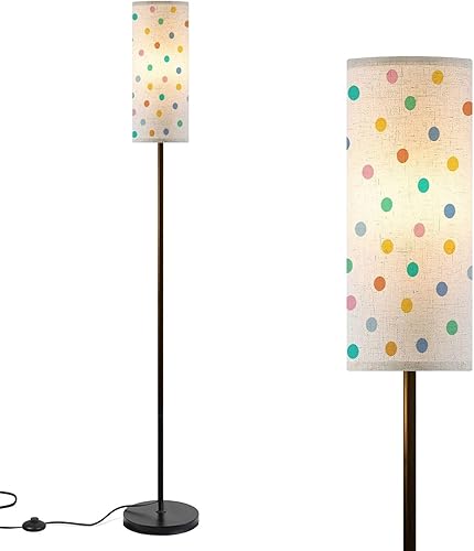 Miniatura 8 de Modern Floor Lamps for Living Room Mid Century Geometric Abstract Simple Shapes Scandinavian Standing Lamps with Linen Lampshade Tall Lamp Metal