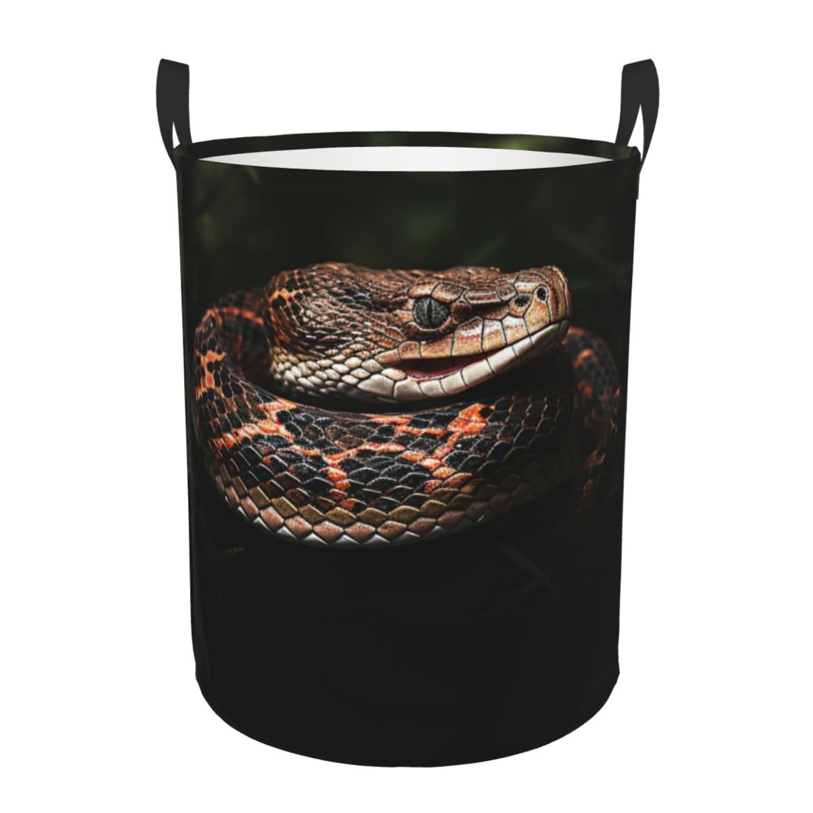 Panier à linge étanche motif serpent panier de rangement circulaire avec poignées