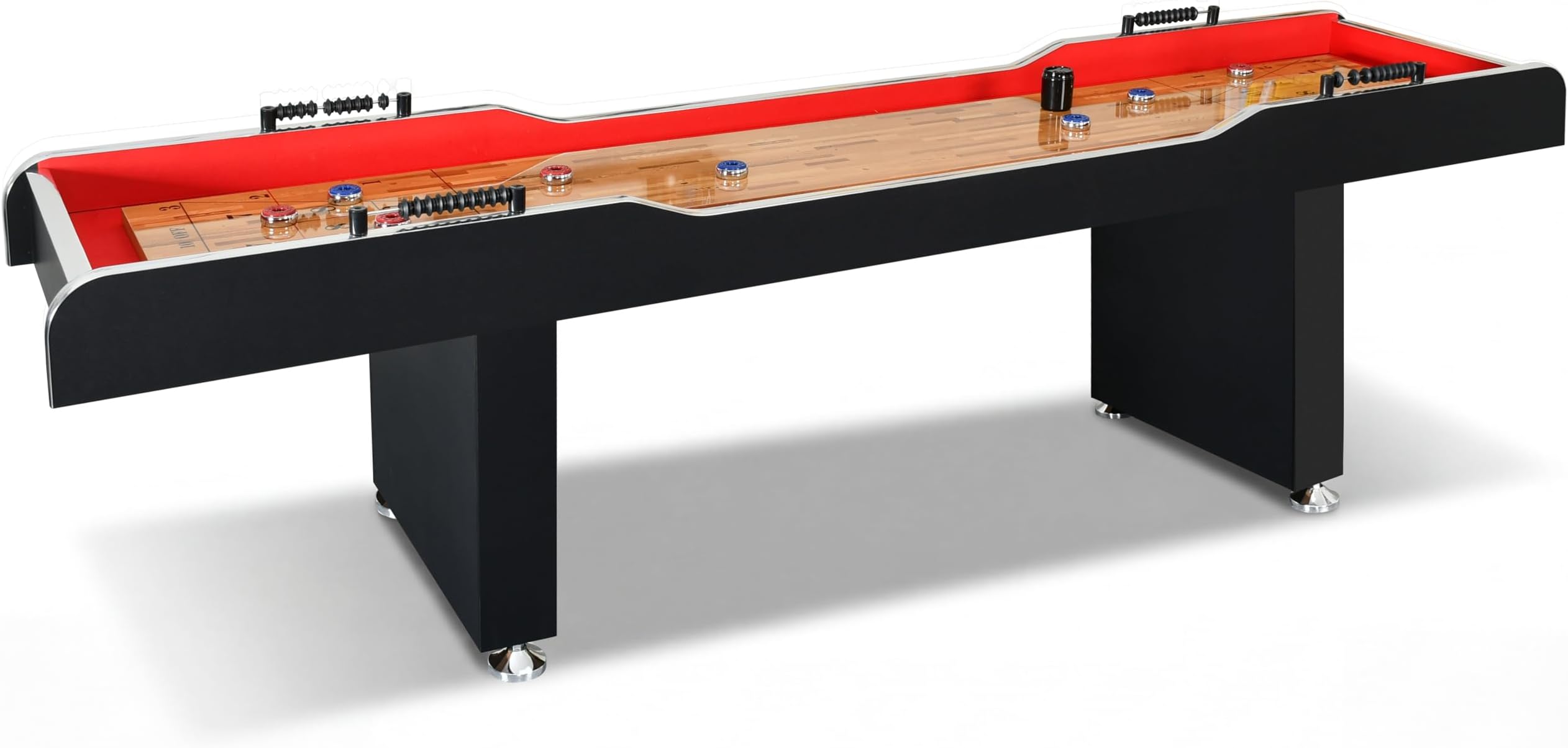 Shuffleboard Table, 9ft Poly Coated Surface, with Accessories, Abacus Style Scoring, Fast Puck Action Play, Indoor and Outdoor Portable Arcade Shuffle Board Game Table for Kids and Adults