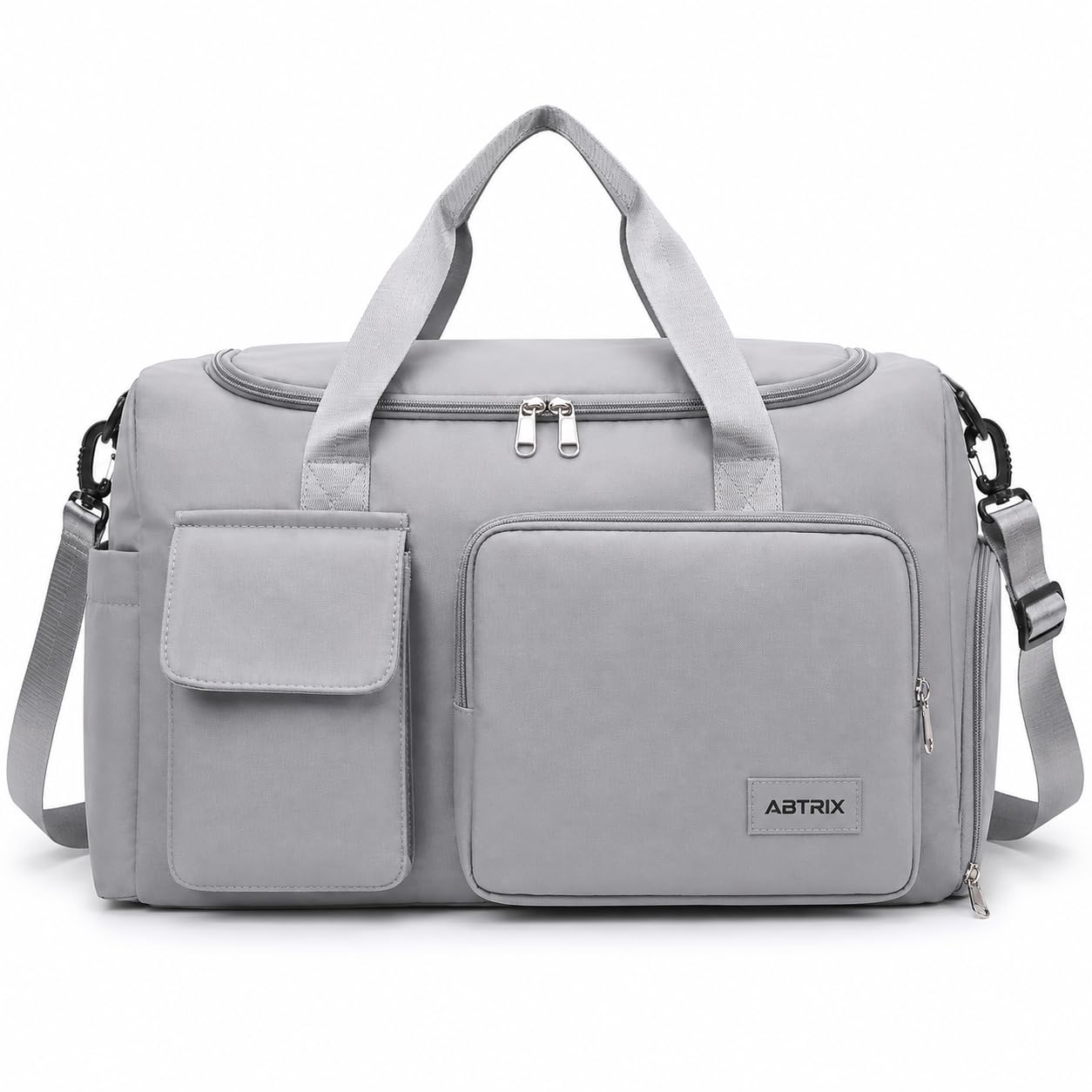 ABTRIX Travel Duffle Bag Sports Gym Bag with Shoe Compartment for Women & Men, Waterproof Wet Pocket Weekender Overnight Travel Luggage Bag (44 x 18 x 29 cm) (Grey)-image-32