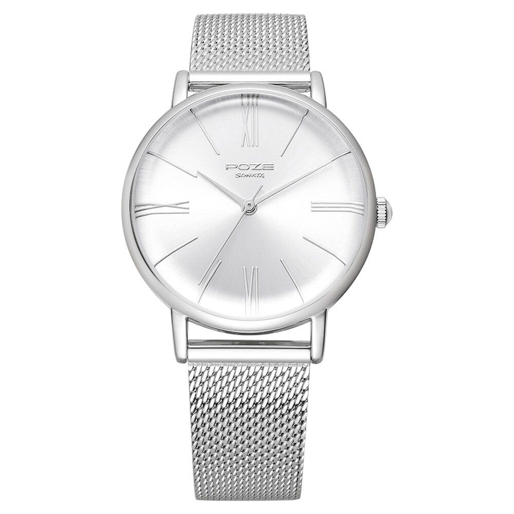 Sonata Poze Quartz Analog Silver Dial Stainless Steel Strap Watch for Women-SP80035SM01W (B0CW9Y8VFY) Amazon Price History, Amazon Price Tracker