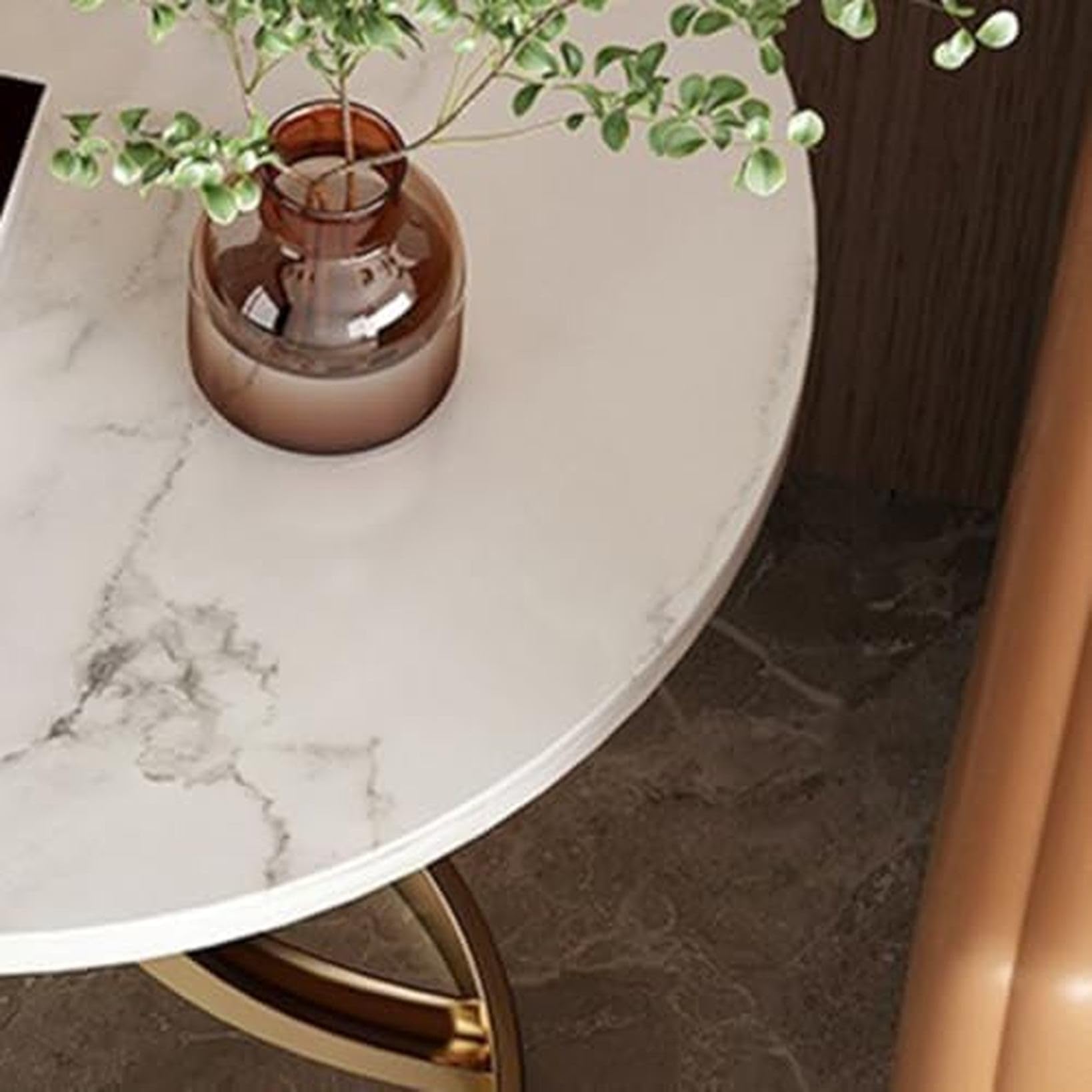 東京インテリア 大理石調 ラウンドテーブル 白 ゴールド脚 - メルカリ