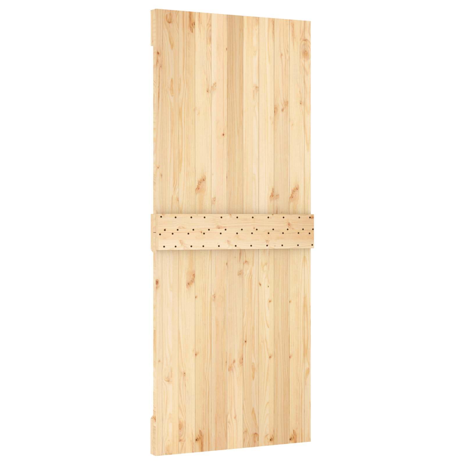 Porta scorrevole in legno di pino massiccio naturale e bianco, 100 x 210 cm, salvaspazio, con binario in acciaio verniciato a polvere, per interni e facile da montare