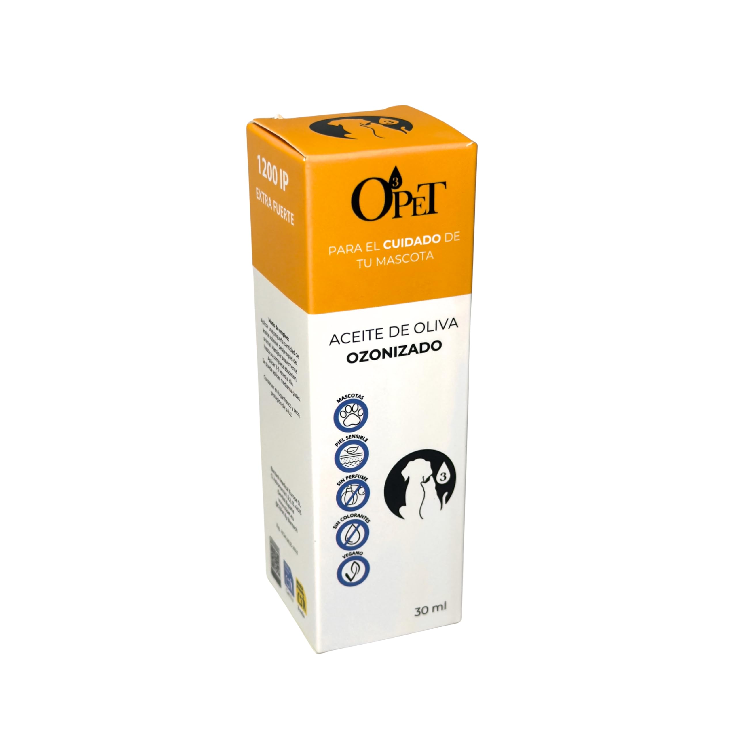 Aceite Ozonizado IP1200 Perros Gatos - Máxima Concentración Profesional - Casos Difíciles Resistentes - Ultra Potente Natural Sin Químicos - 30ml