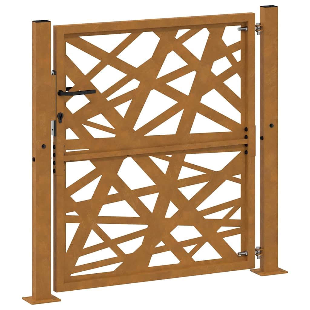 vidaXL Porte de Jardin Acier résistant aux intempéries Design lumière, Porte de clôture, Porte extérieure, Porte en métal, Porte de sécurité