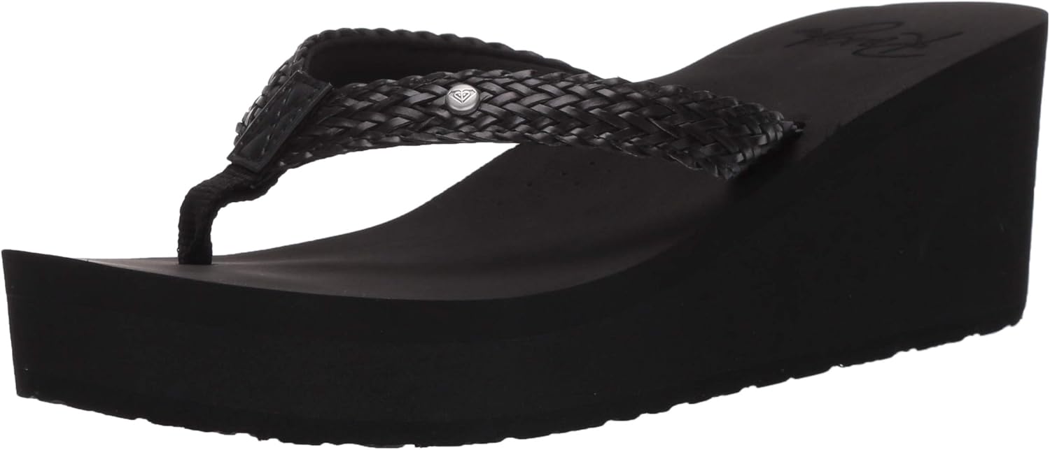 Roxy Women's Mellie Wedge Sandal, Black 22, 7