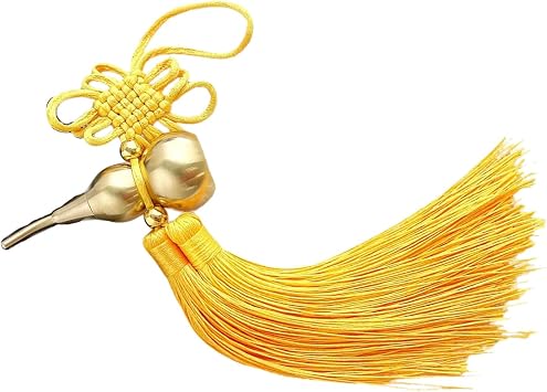 Copper Gourd and Chinese Knot Tassels Pendant Charm for Home Car Decors with Auspiciously Fengshuis