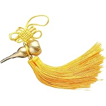 Copper Gourd and Chinese Knot Tassels Pendant Charm for Home Car Decors with Auspiciously Fengshuis