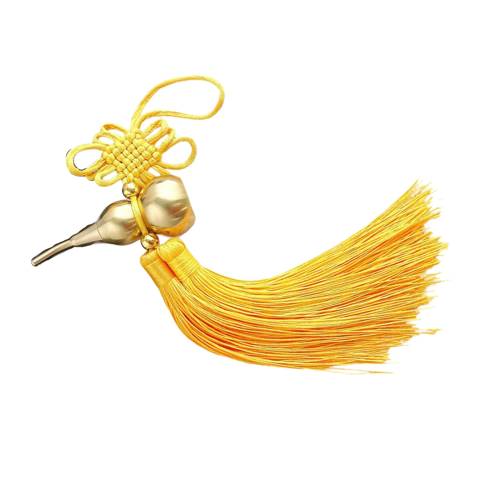 Mouth Copper Gourd Hanging Charm with Chinese Knot Tassels for Vehicle Interior Traditional Cultural Artifact Auspiciously Car Ornament