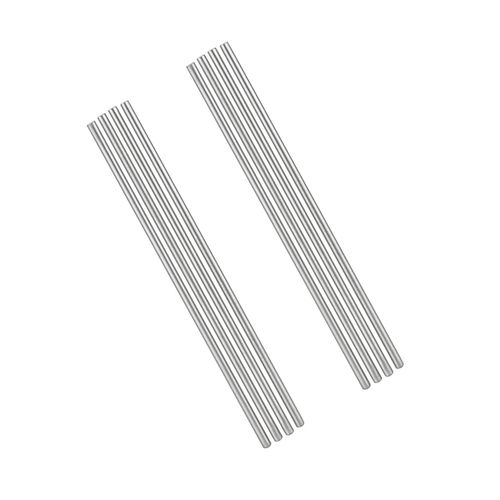10 Stück Edelstahlstäbe, Edelstahl Rundstäbe 4mm x 500mm, 304 Metallstäbe Stabstahl für DIY Handwerk Modellauto Flugzeug