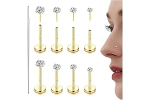 14k Nose Jewelry Studs for Men & Women (20G, 18G, 16G)
