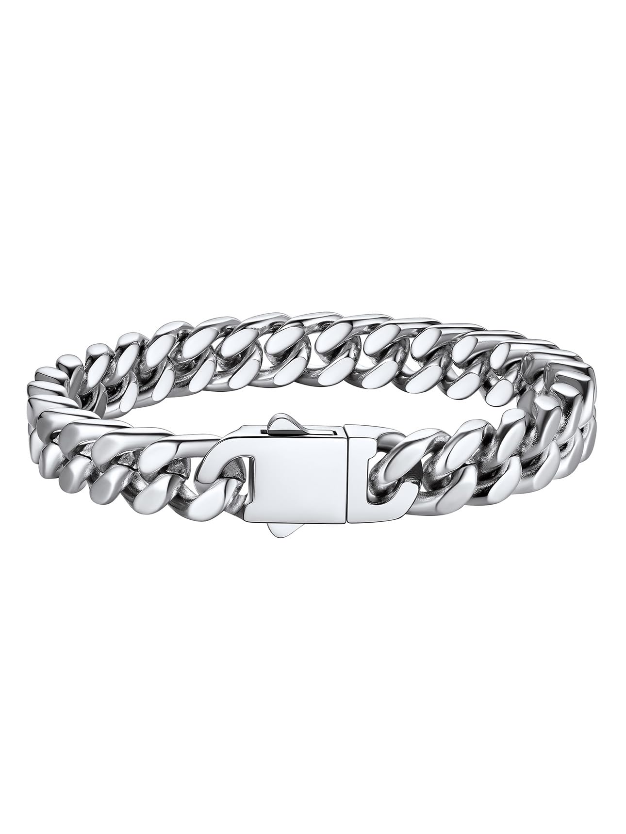 Bestyle Pulsera Hombre Acero Inoxidable 316L Pulseras Cubanas Cadenas Eslabones hombre y mujer,5/7/9/12mm Ancho,Plateado/Dorado/Negro,19cm/21cm/23cm Longitud Recycled Claim Standard 100