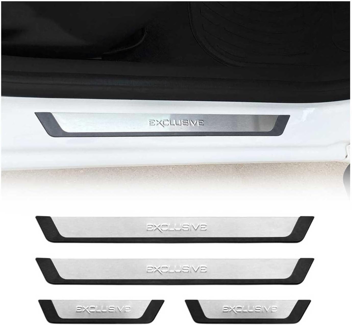 OMAC Automotive Interior Accessories Stainless Steel Chrome Door Sill Cover, Car Door Entry Guards, Panel Step Protector Exclusive Trim Scuff Cover Fits Toyota Rav4 C-HR