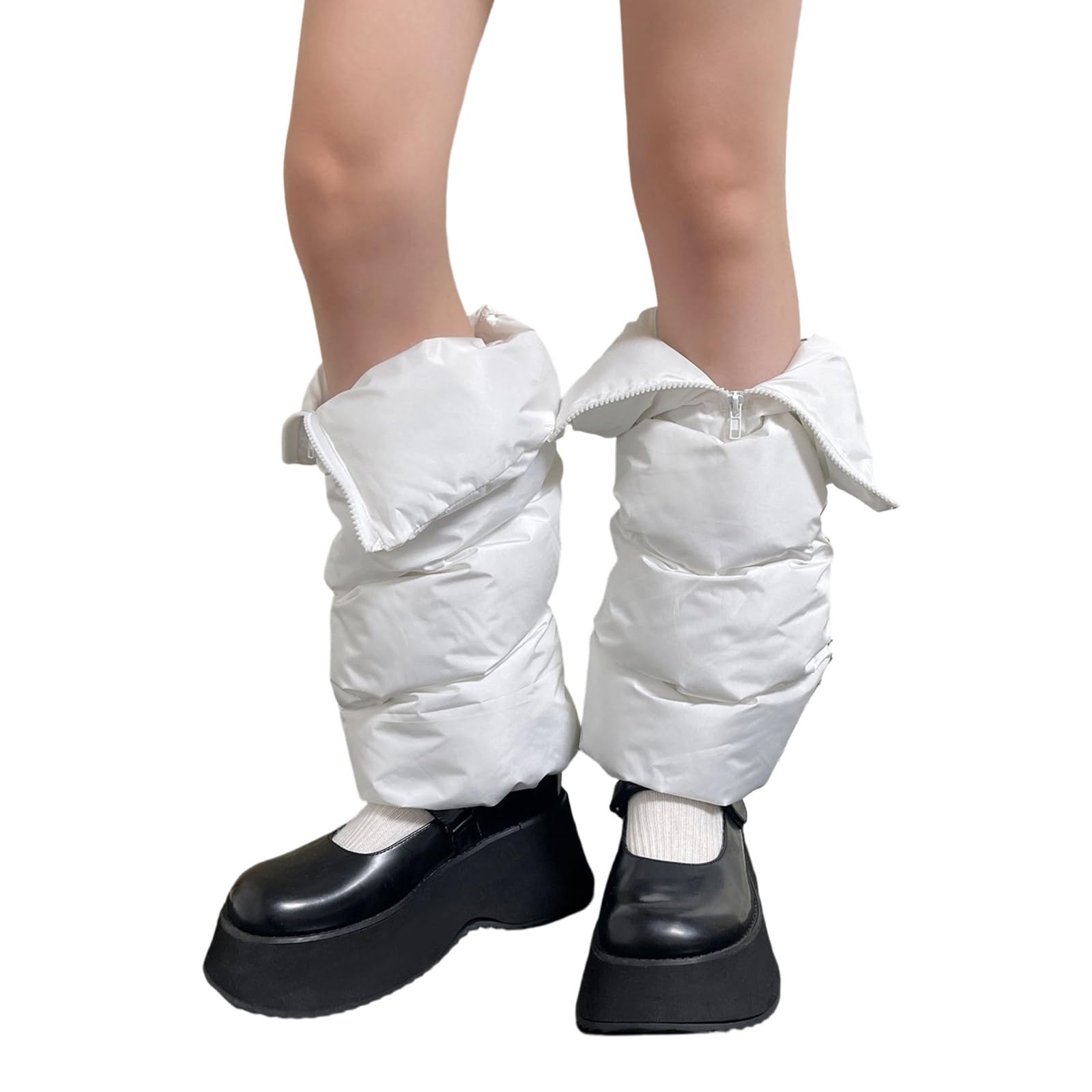 Fundas elásticas para las piernas de invierno con cremallera rápida, diseño térmico aislado para el péndulo diario y comodidad en el hogar, calentadores de piernas para mujer