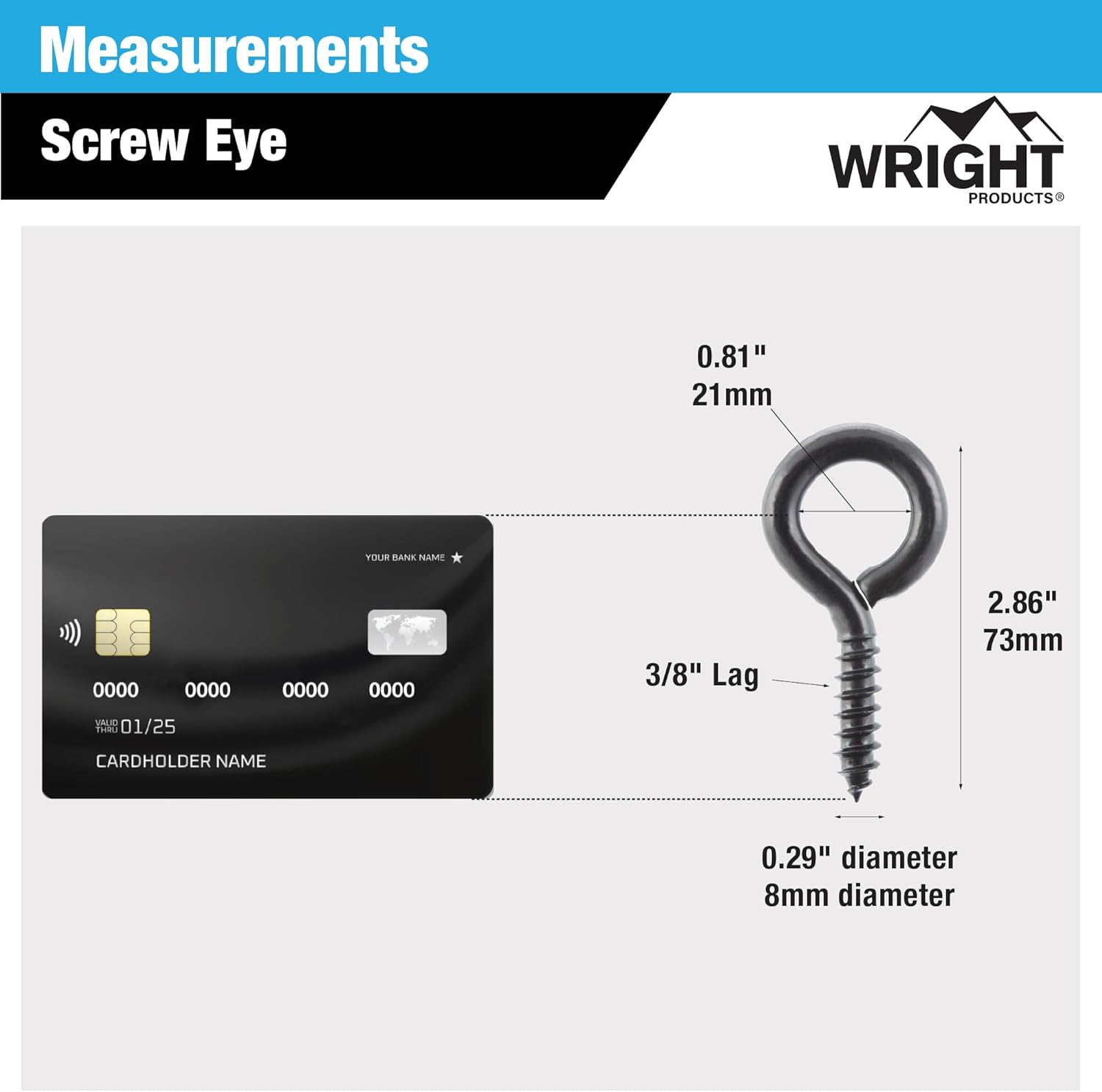 Wright Products Screw Eye, 10-Pack, 2.87 inch x .37 inch - Heavy-Duty, Weather Resistant for Indoor or Outdoor Use, for Hanging Plants, DIY Projects, Home Improvement -Matte Black