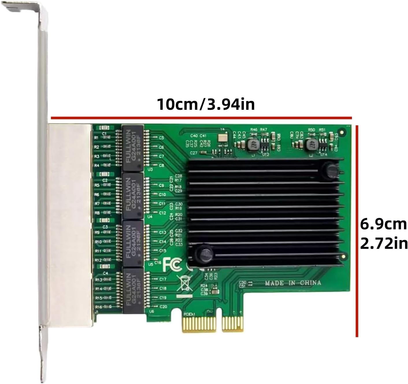 Upgraded 4 Port RJ45 Gigabit Ethernet PCI-e PCIe X1 Network Adapter Card VLAN Server NIC