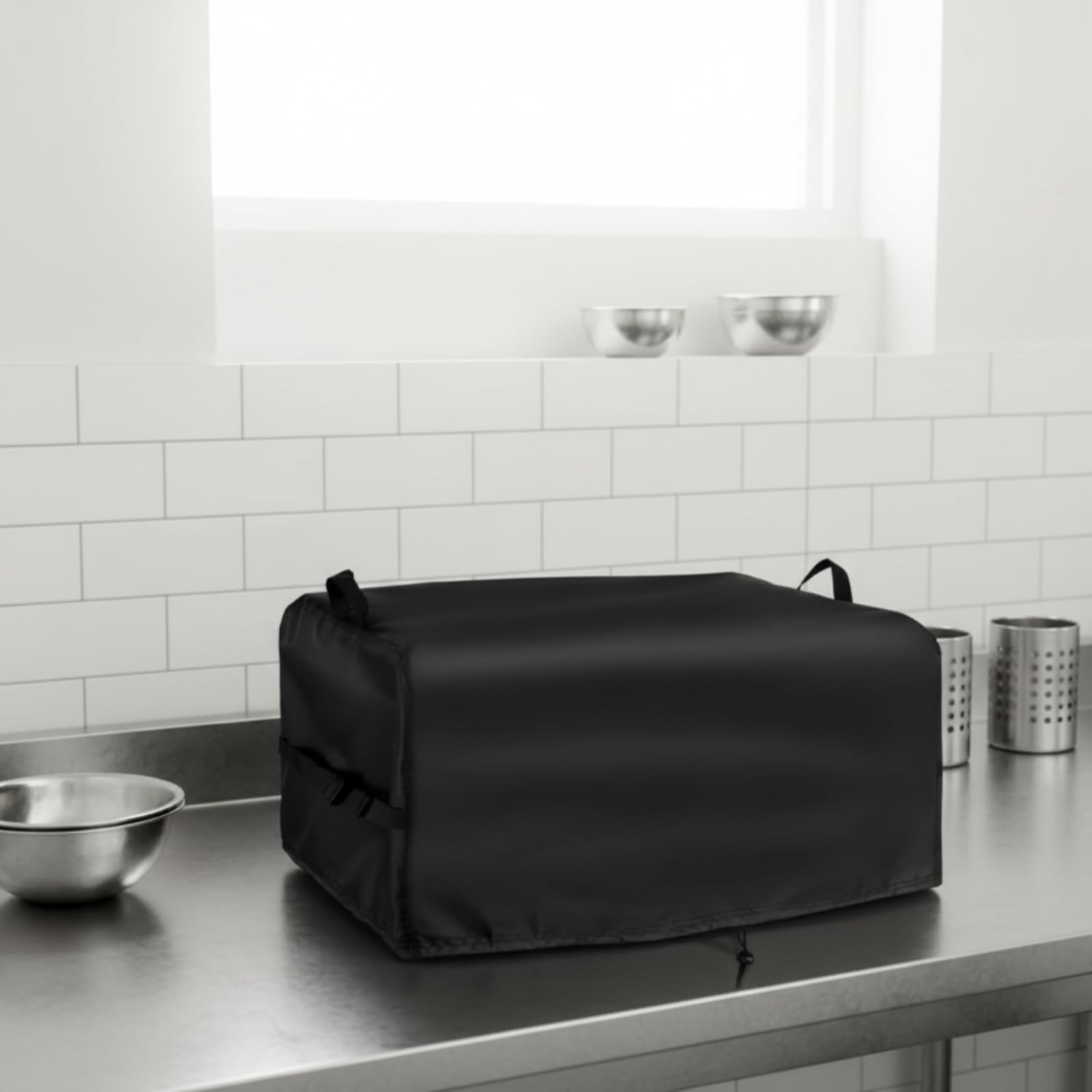 Fritteusen-Schutzhülle mit Kordelzug staubdicht Fritteusen-Abdeckung abwaschbar Fritteusenschutzhülle mit Griff für Imbisswagen , Schwarz 600D PVC , 22.5"L X 20.5"W X 14"H Zoll