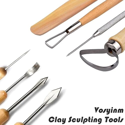 Miniatura 4 de Vosyinm Kit de herramientas de arcilla de 34 piezas, herramientas de arcilla polimérica, herramientas de escultura de cerámica, juego de