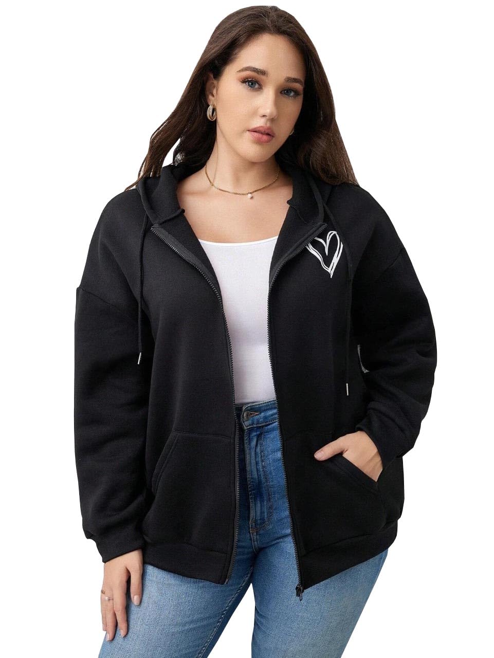 sxv style Heart Printed Sweatshirt Hoodie-picture-10