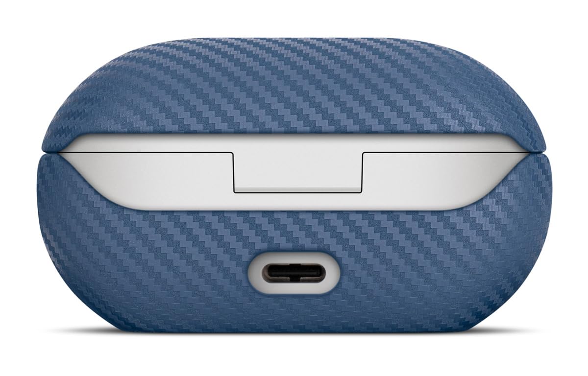 Haobobro Leather Case - for Beats Solo Buds Case Cover - Selected Skin-Friendly Leather, with Carbon Fibre Texture, Handmade Shockproof Protective Hard Cover for Beats Solo Buds 2024 - Blue