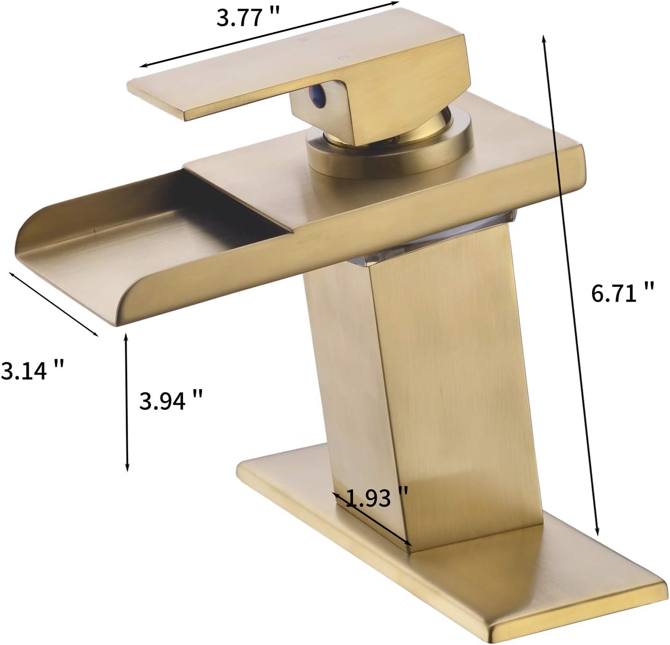 Get Special Price LED Bathroom Faucet,Mekoly Bathroom Sink Waterfall Faucet 3 Colors Changing Temperature Sensor Light,Brushed Gold Bathroom Faucets