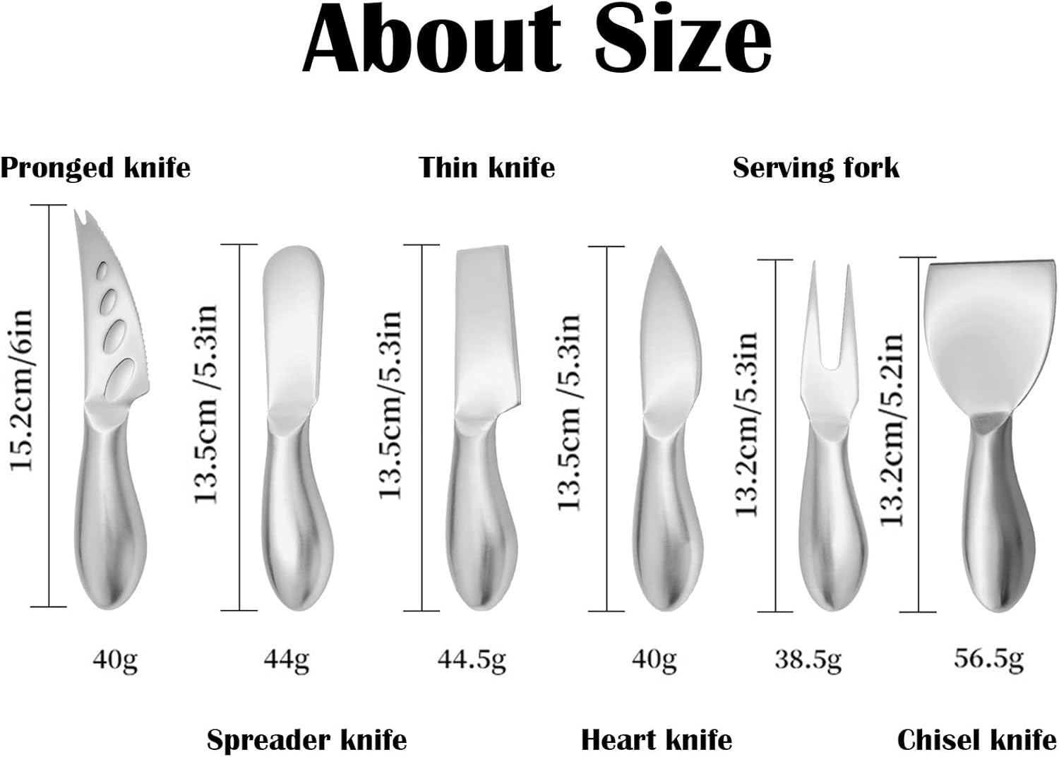 JASHII 6pcs Iridescent Matte 304 Stainless Steel Cheese Knife Set for Slicing, Cutting and Spreading, Mini Colorful Cheese Forks Butter Knives, Satin Finish, Dishwasher Safe - Rainbow